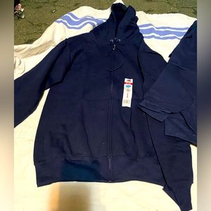 Blue zip hoodie. Sizes S and M available. Brand new.